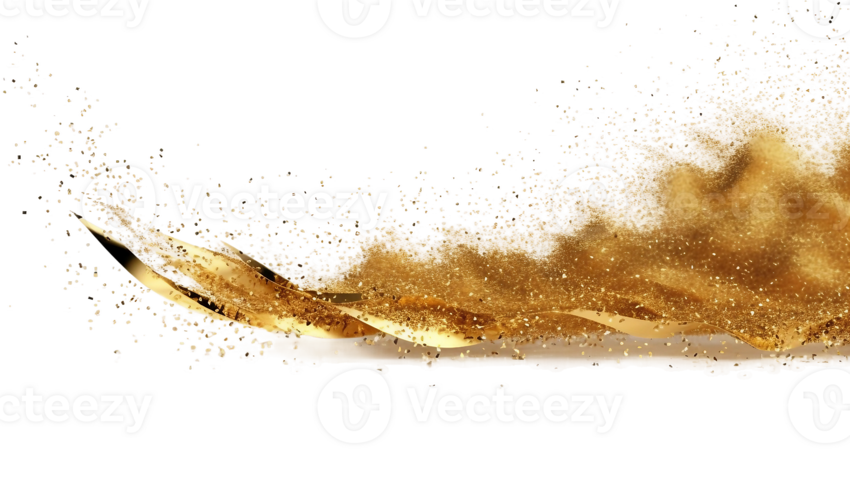 Golden stars dust trail sparkling particles, png