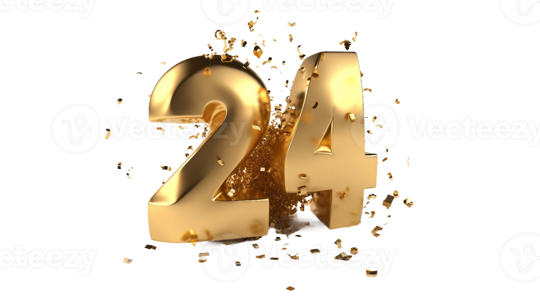 New year 24 alphabet on transparent background png