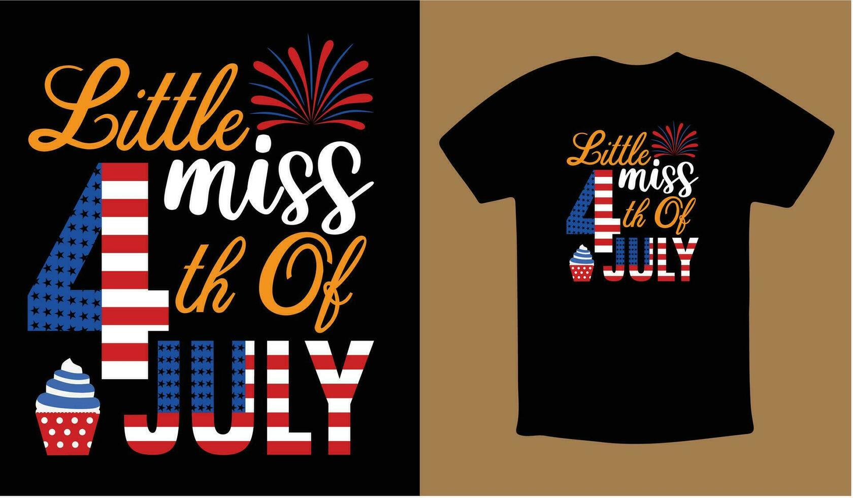 Little Miss 4th Of July  T-shirt vector