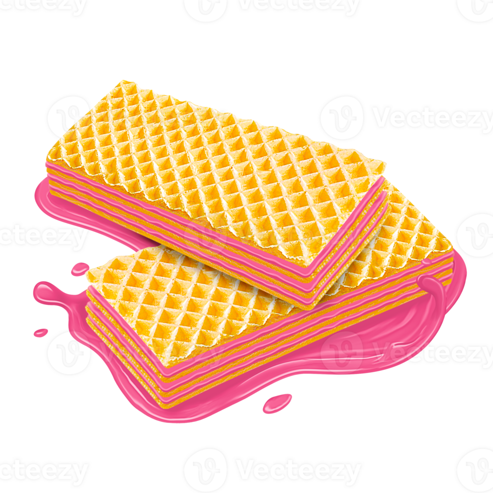 Crispy wafer cream with melted cream. transparent background png