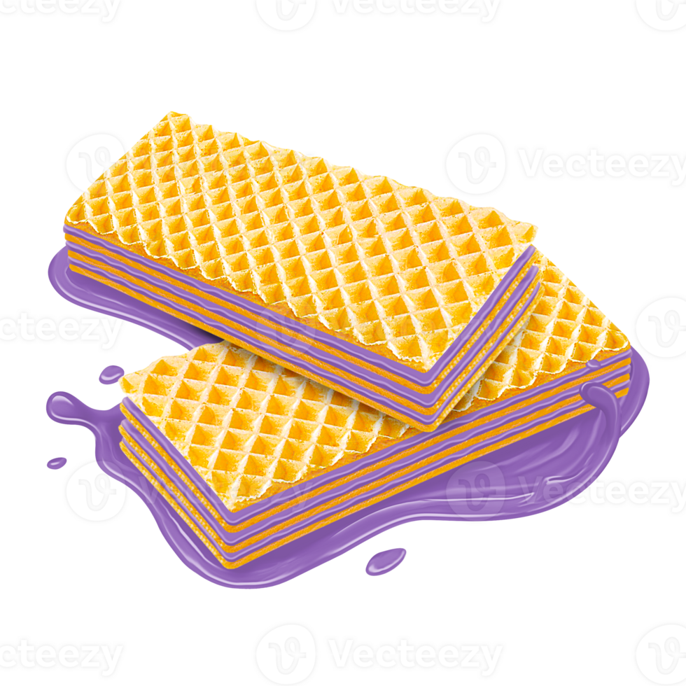 Crispy wafer cream with melted cream. transparent background png