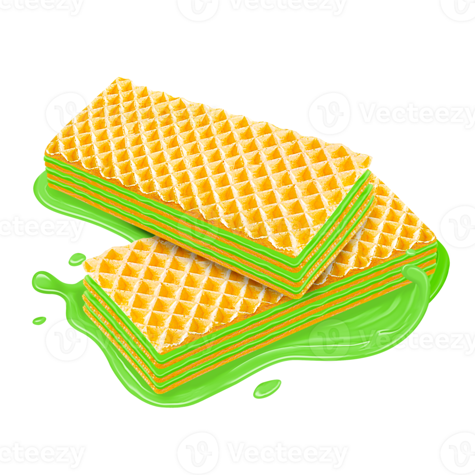 Crispy wafer cream with melted cream. transparent background png