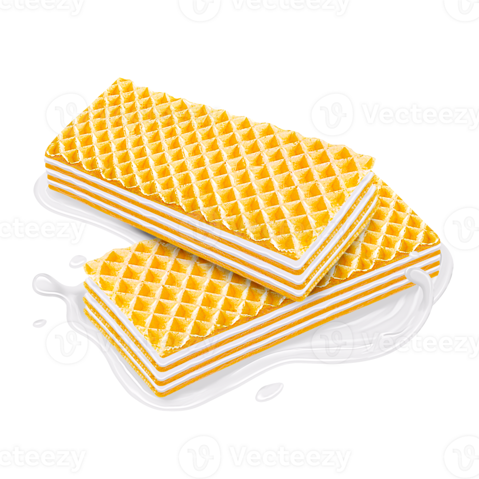 Crispy wafer cream with melted cream. transparent background png
