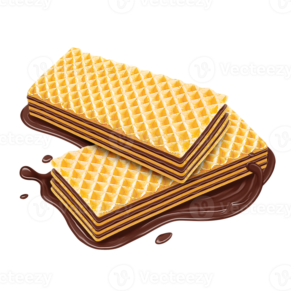 Crispy wafer cream with melted cream. transparent background png