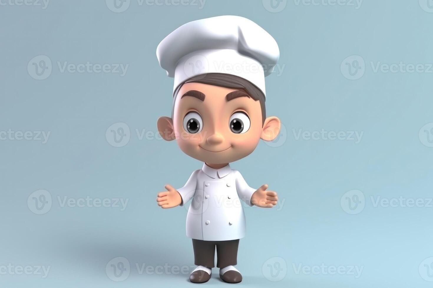 AI Generated 3D cartoon cute chef kid. photo