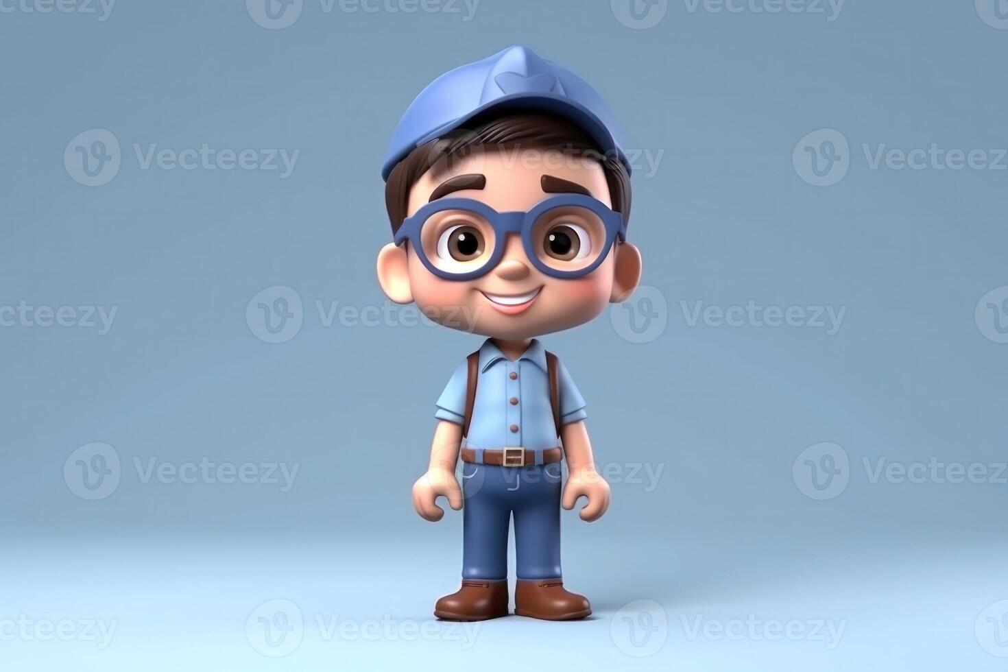 AI Generated 3D cartoon cute architect kid. photo