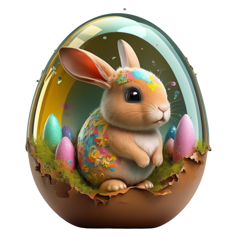 Bunny With Easter Eggs Free png