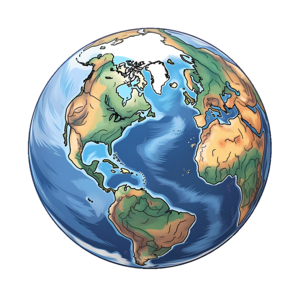 globe clipart avec continent et océan élément. bleu Terre détail illustration. ai génératif image png