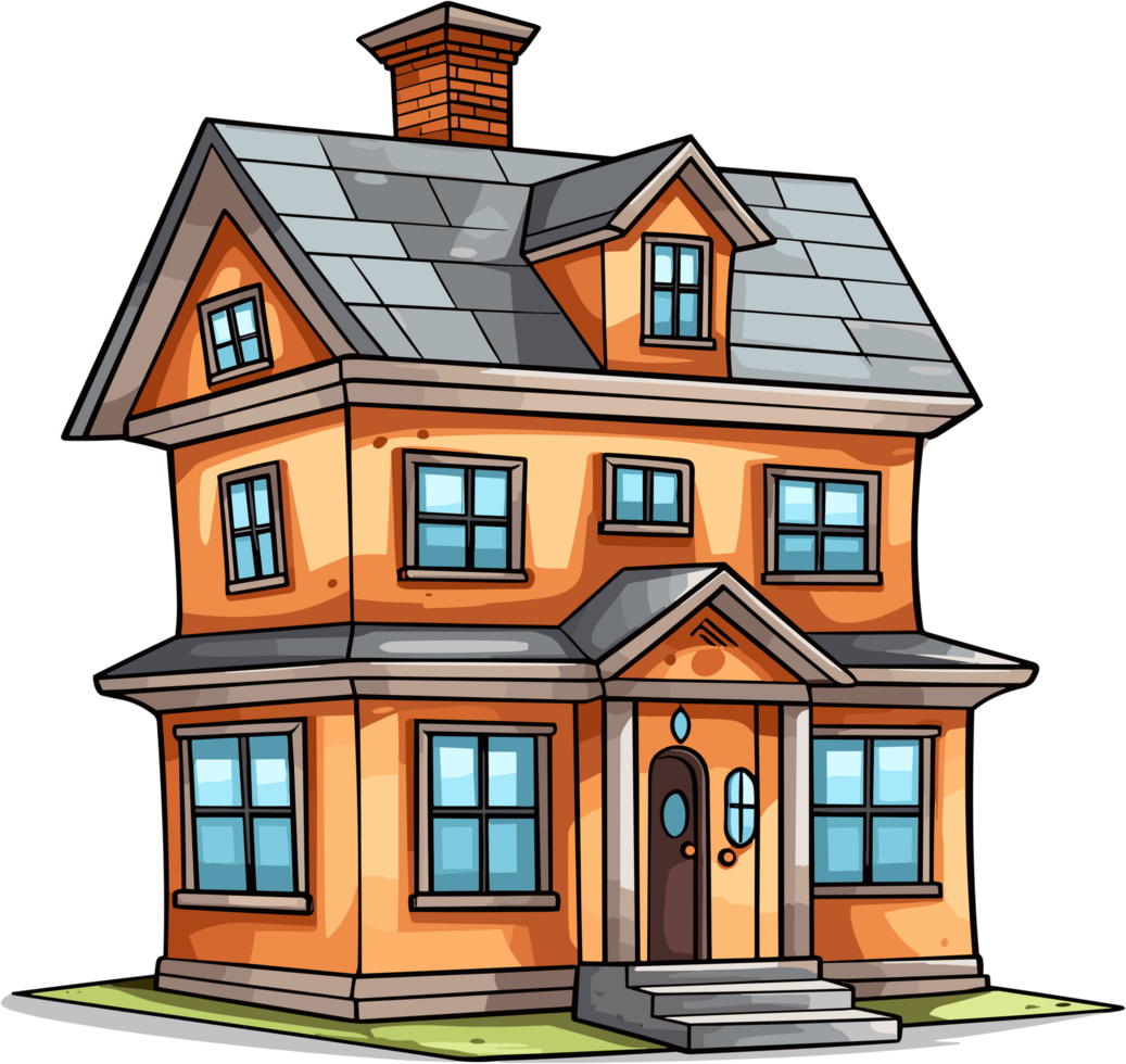 House Illustration in cartoon style AI Generative Image png