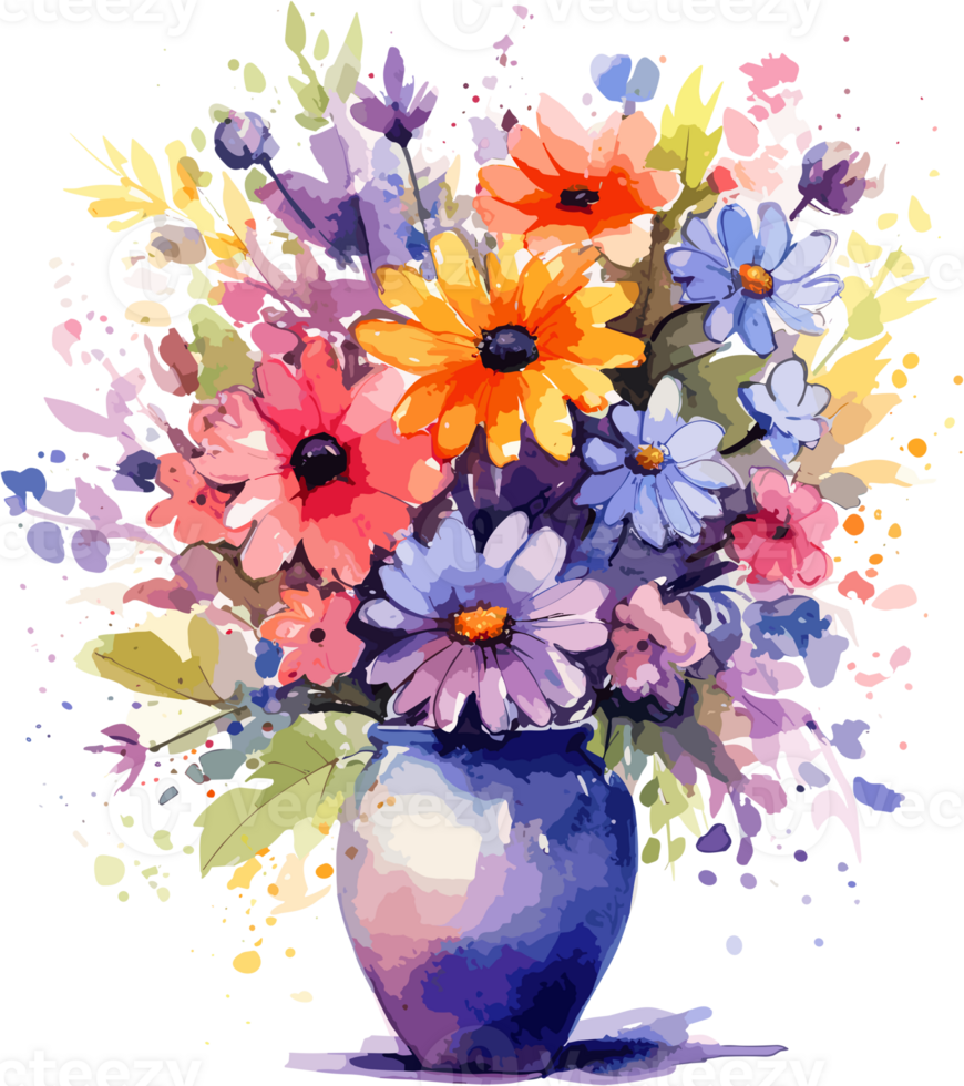 acortar Arte de acuarela flores en un florero para Arte diseño elemento. ai generativo imagen png