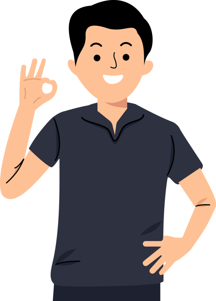 man casual showing ok gesture sign png