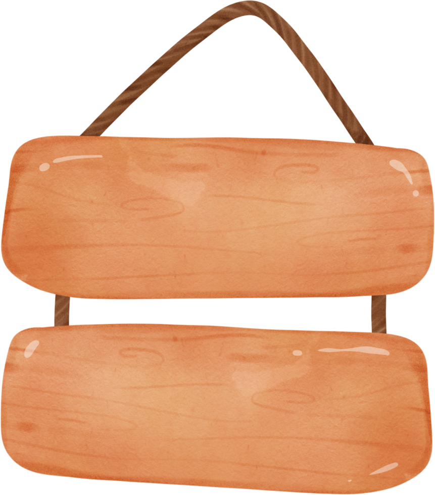 Watercolor illustration of wooden sign board. png