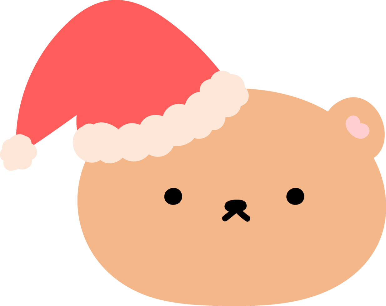 Cute teddy bear wearing christmas hat illustration. png