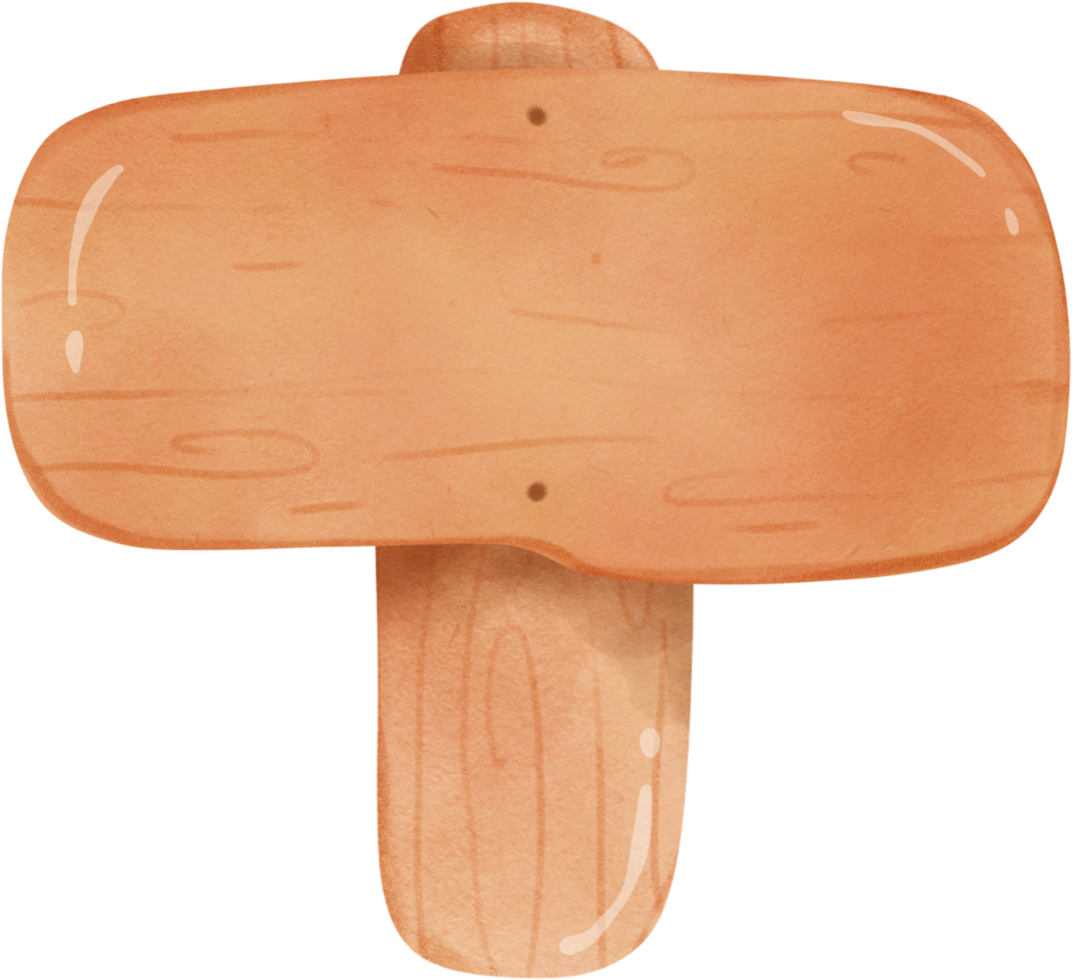 Watercolor illustration of wooden sign board. png