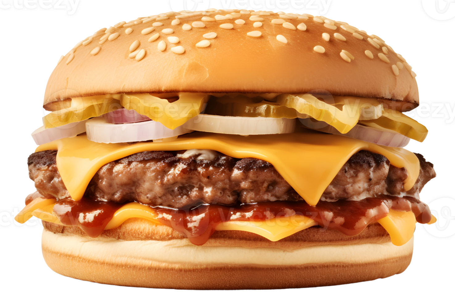 big beef cheese burger with pickles, AI Generated png