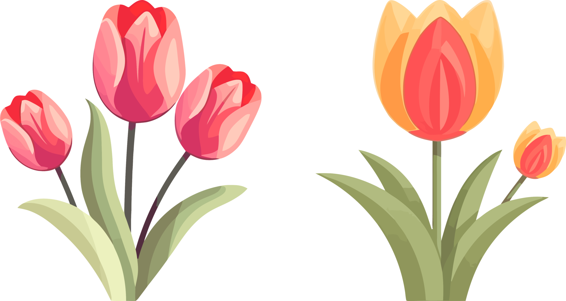 Artistic Floral Decor, Flat Color Tulip Illustration, AI Generated ...
