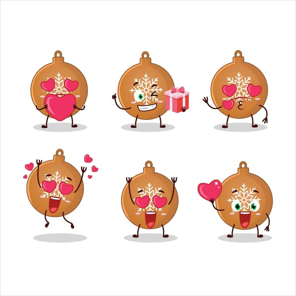 Christmas ball cookies cartoon character with love cute emoticon vector