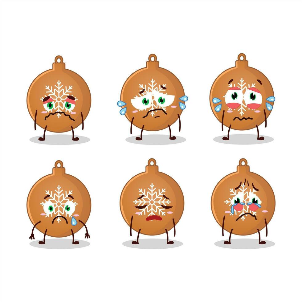 Christmas ball cookies cartoon character with sad expression vector