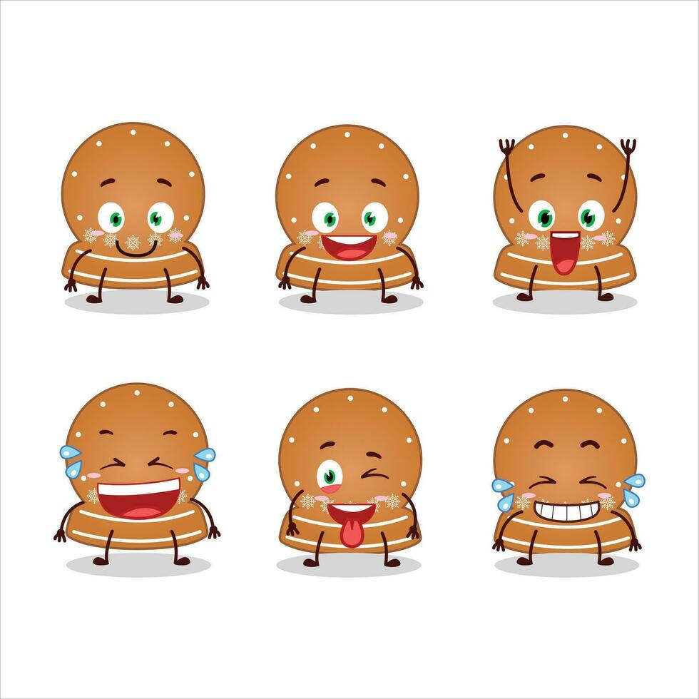 dibujos animados personaje de bola de nieve galletas con sonrisa expresión vector