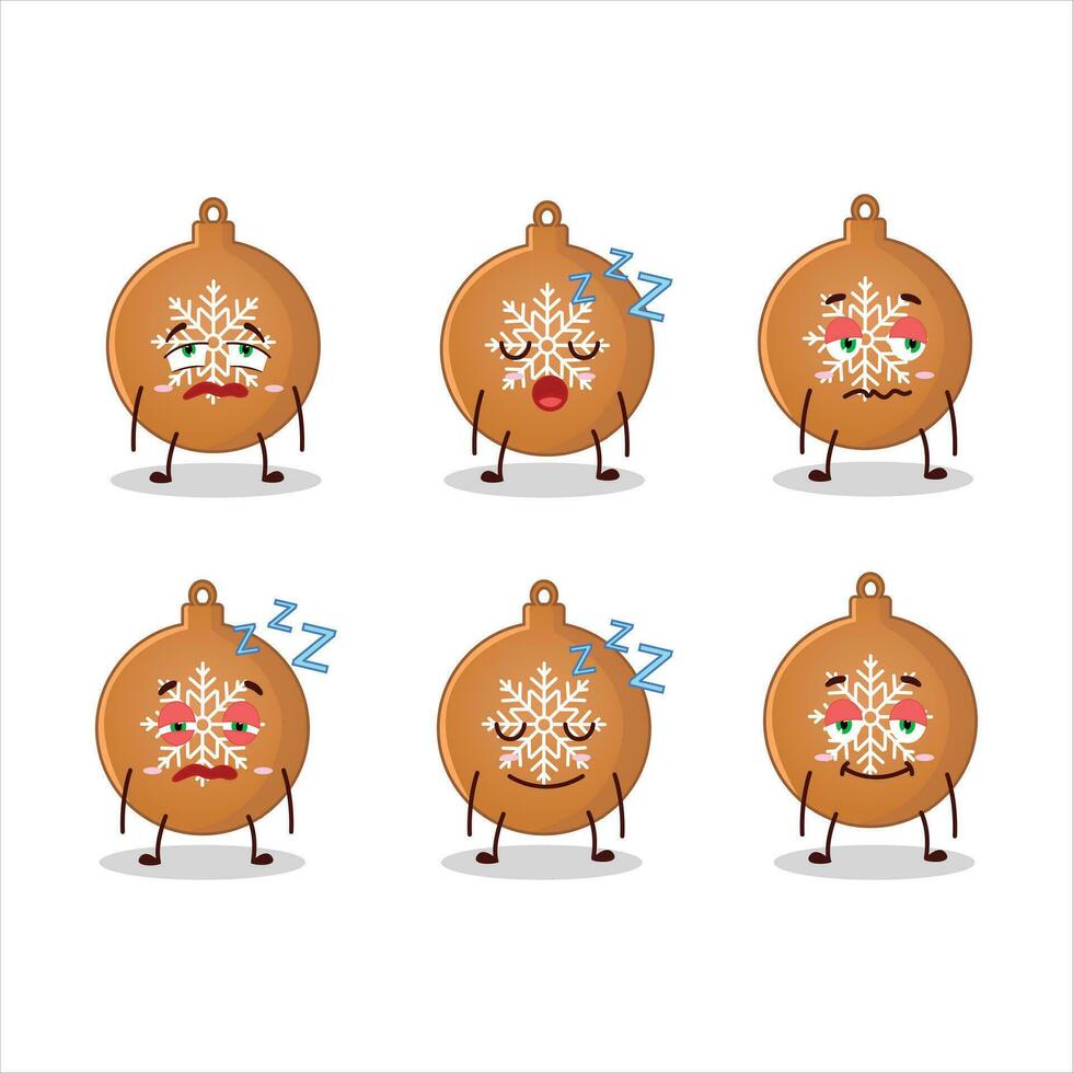 dibujos animados personaje de Navidad pelota galletas con soñoliento expresión vector