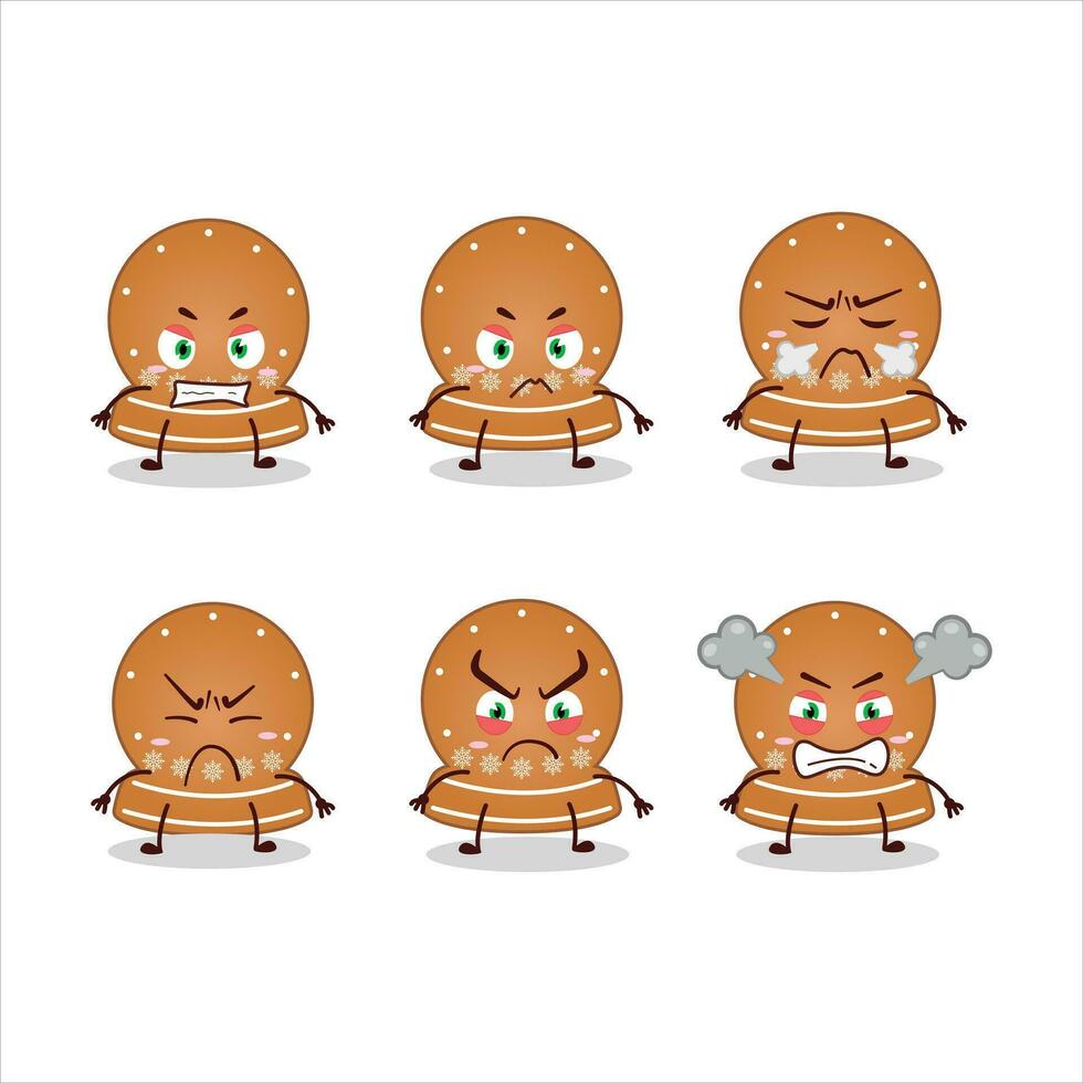 Snowball cookies cartoon character with various angry expressions vector