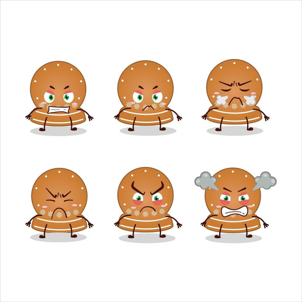 bola de nieve galletas dibujos animados personaje con varios enojado expresiones vector