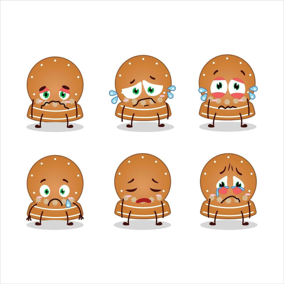 Snowball cookies cartoon character with sad expression vector