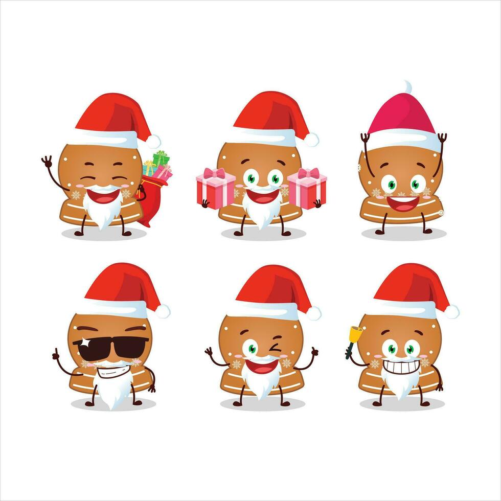 Papa Noel claus emoticones con bola de nieve galletas dibujos animados personaje vector