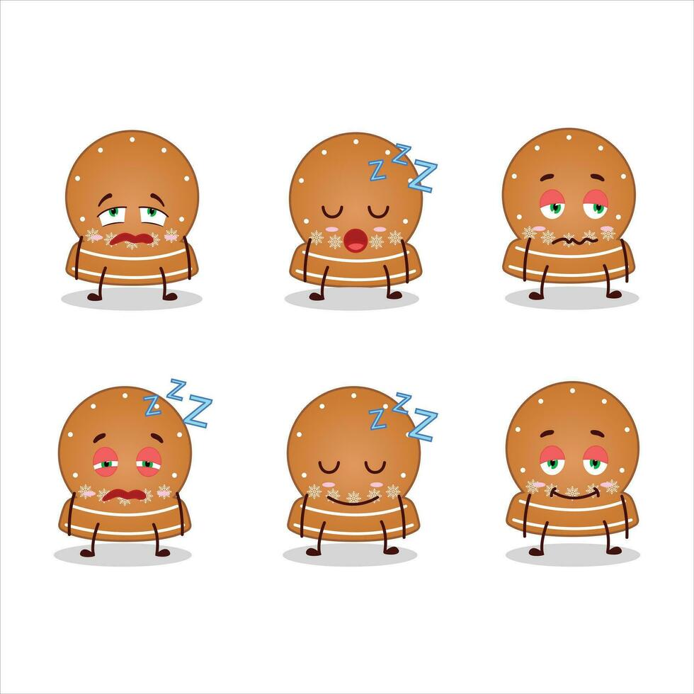 Cartoon character of snowball cookies with sleepy expression vector