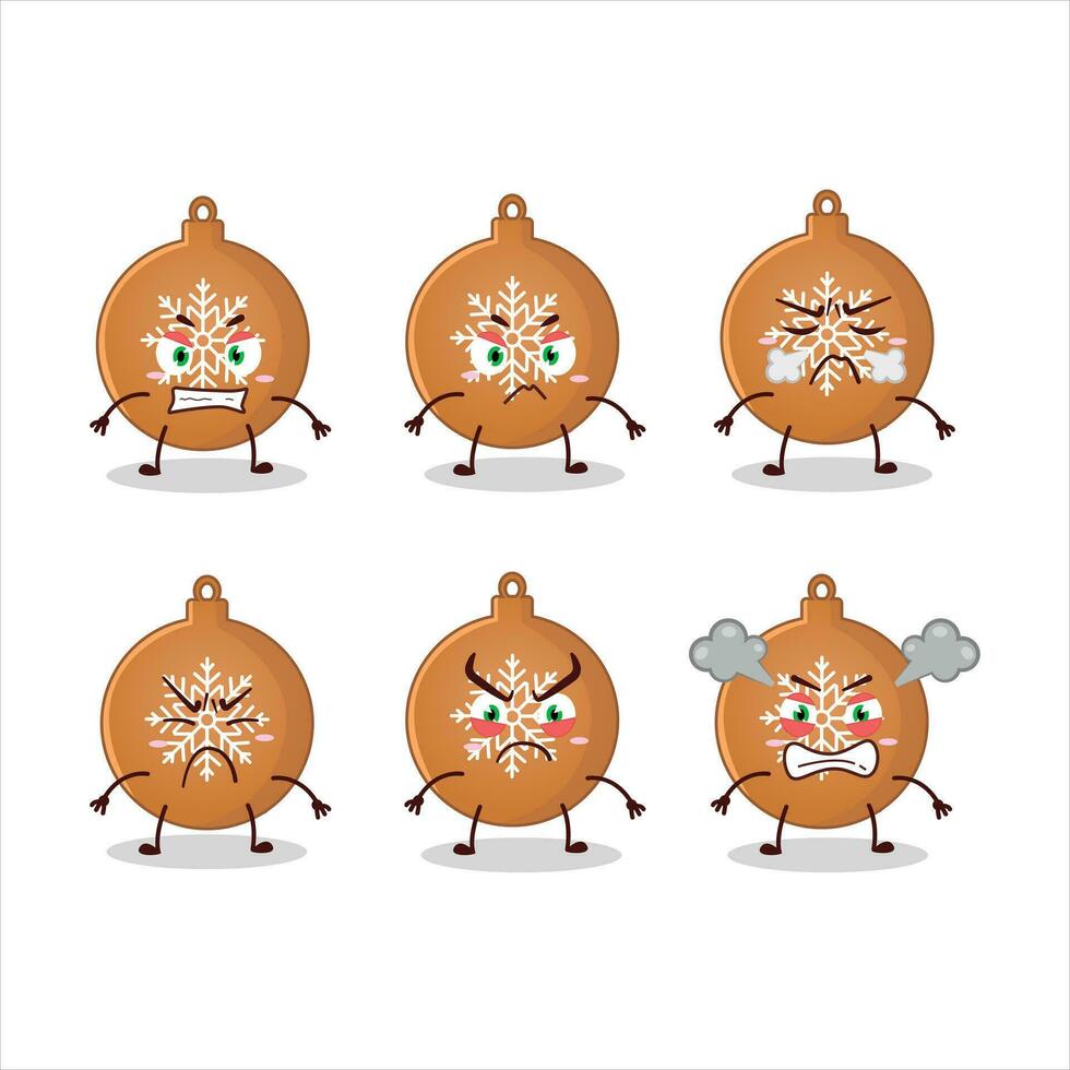 Christmas ball cookies cartoon character with various angry expressions vector