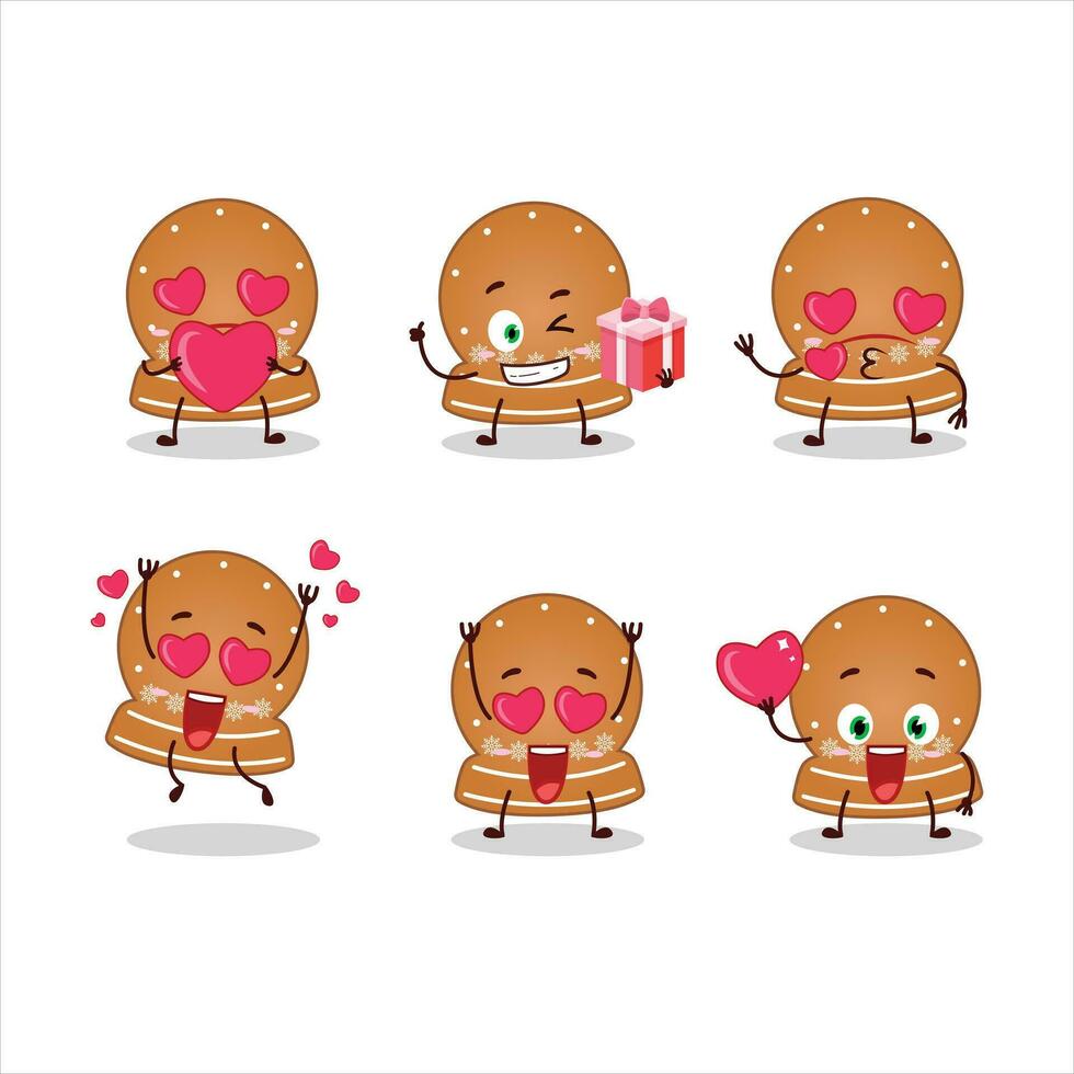 bola de nieve galletas dibujos animados personaje con amor linda emoticon vector