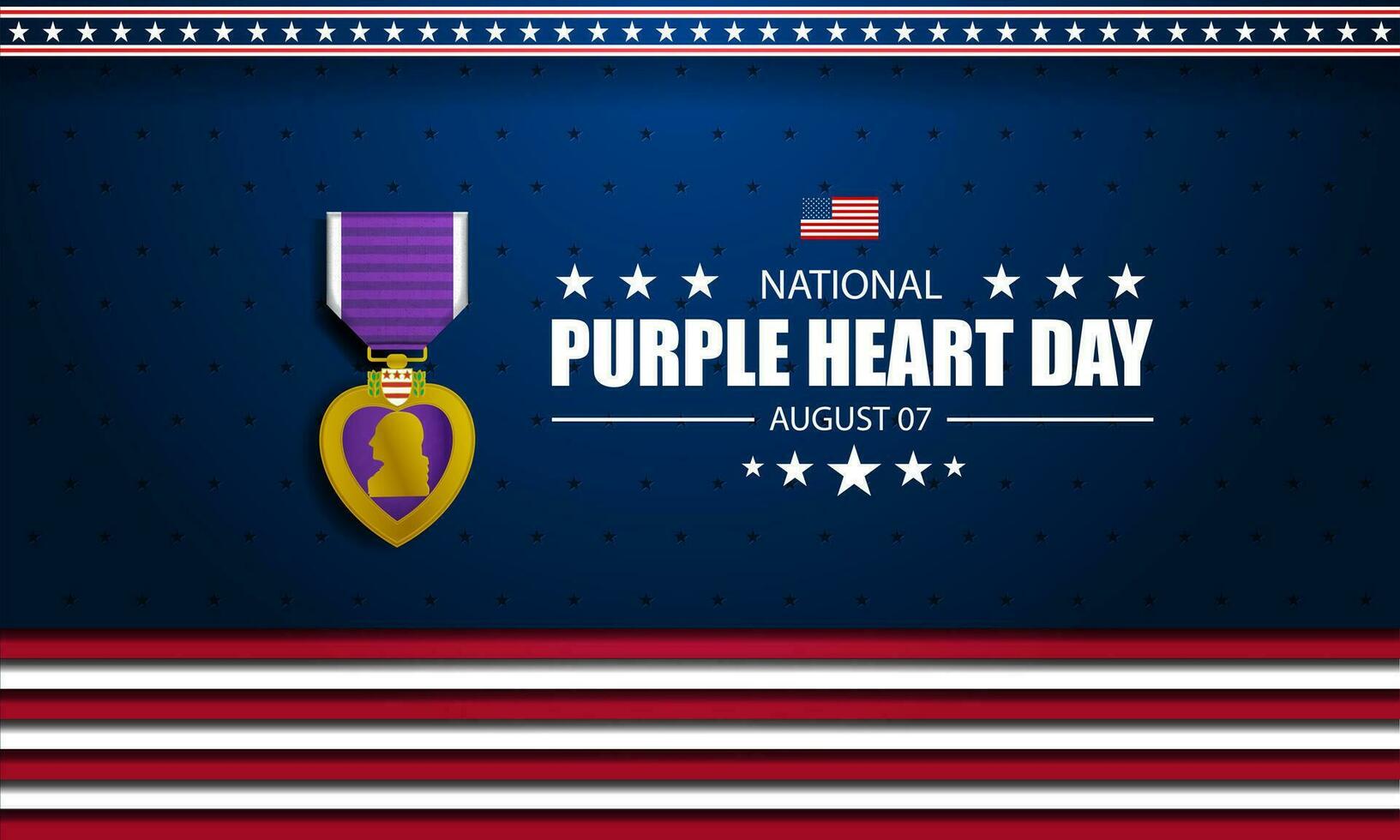 National Purple Heart Day August 7 Background Vector Illustration