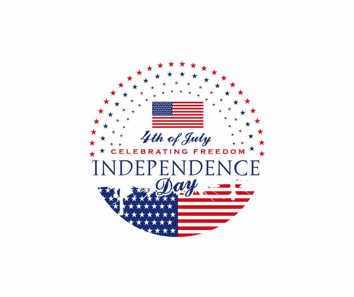 Happy 4th of July. The trend calligraphy. Excellent gift card to the day of Independence. American flag. Vector illustration on white background.