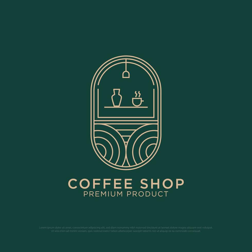 line art Coffee shop logo design vector, vintage coffee  logo illustration with outline style, best for  restaurant, cafe, beverages logo brand vector