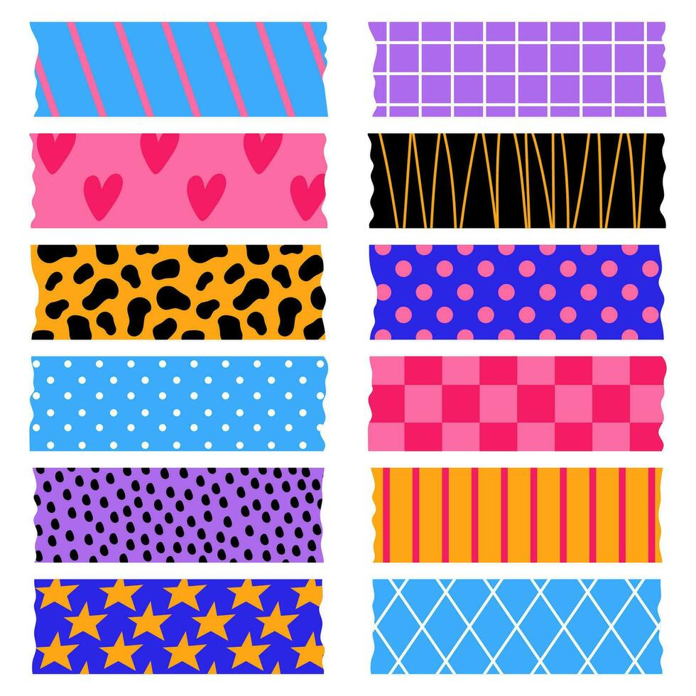 Washi Tapes In A Variety Of Patterns And Colours Stock Illustration -  Download Image Now - Adhesive Tape, Pink Color, Art - iStock