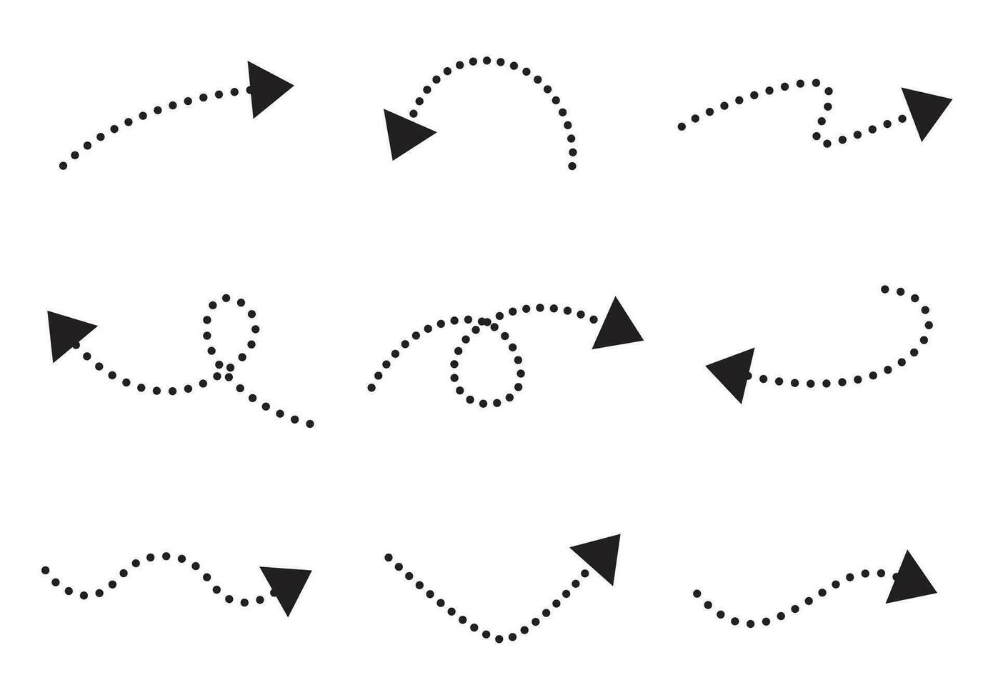 Arrow icons symbol set. Set of arrow dot style. vector