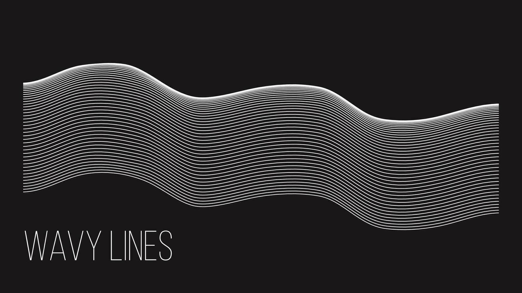 Abstract wavy lines. Modern stripes isolated on black background. Contemporary line art. Black and white. vector