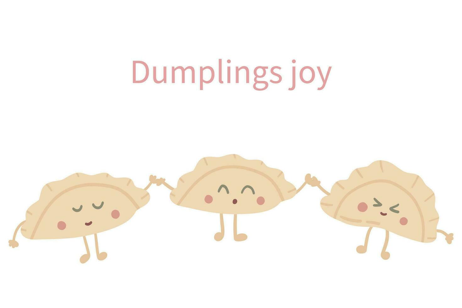 Dumplings hand drawn set characters vector