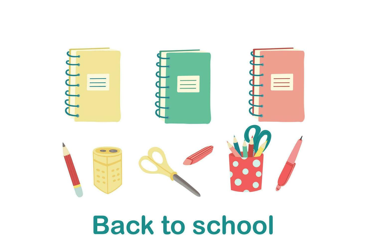Office to school notebooks set hand drawn vector