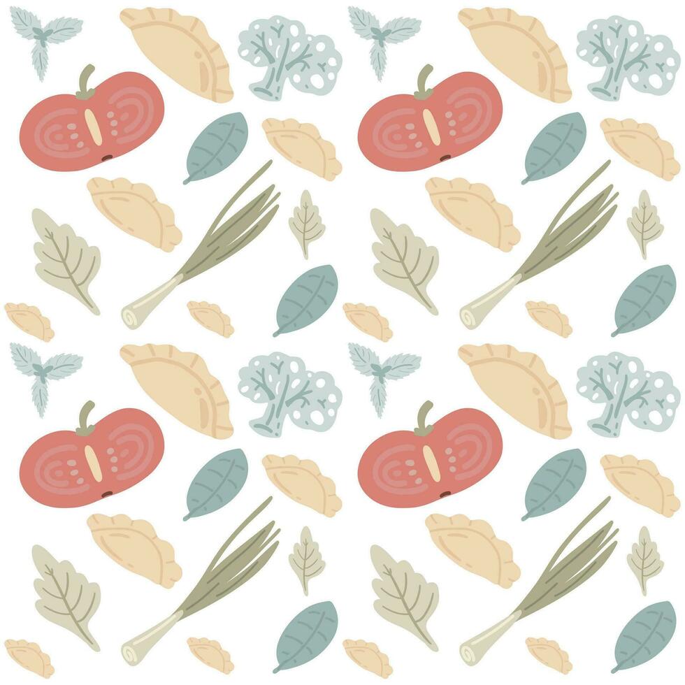 Seamless vector pattern with dumplings and sticks