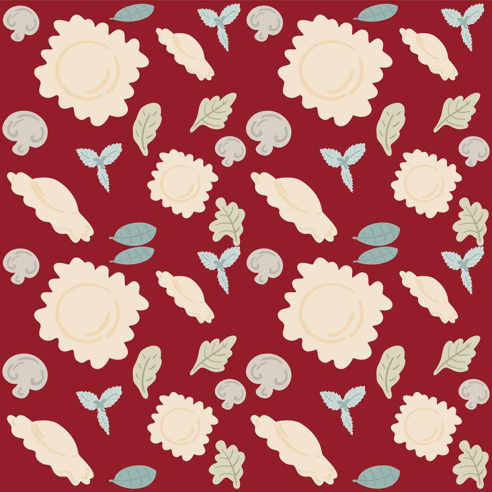 Ravioli hand drawn seamless pattern vector