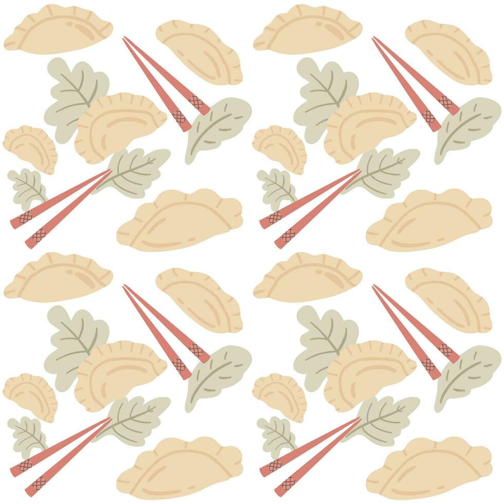 Dumplings hand drawn seamless pattern vector