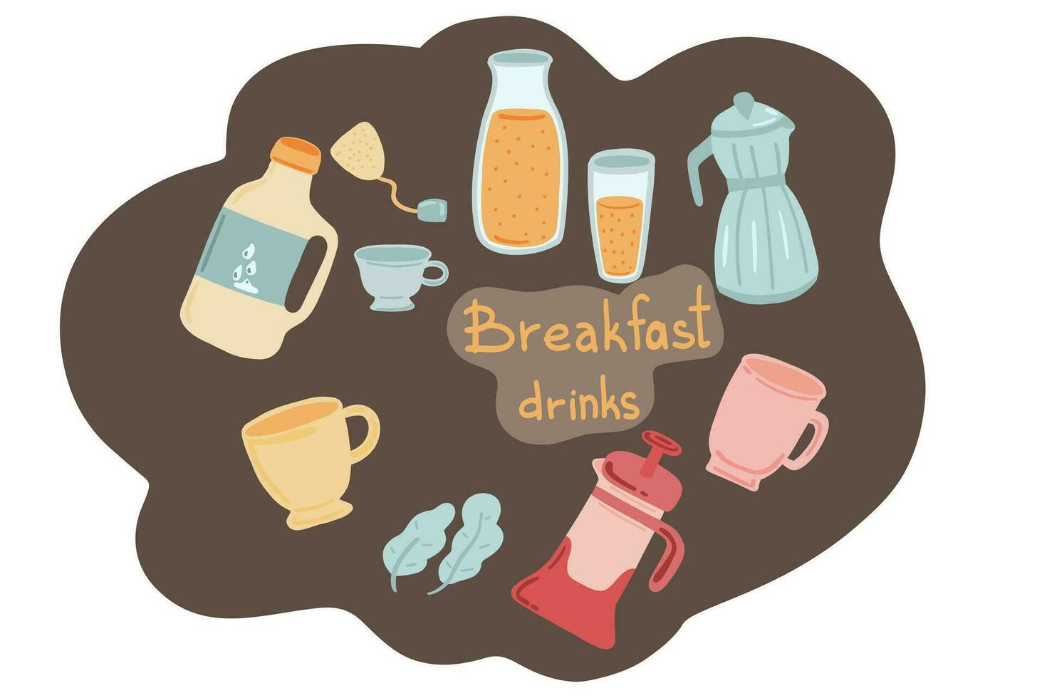 Breakfast drinks with coffee juice and tea vector