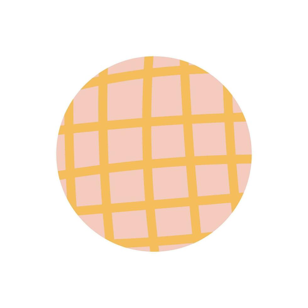 Round element in pink and yellow color in a cage isolated on a white background. Highlight circle for stories, a round decorative element in trendy bright retro colors. vector