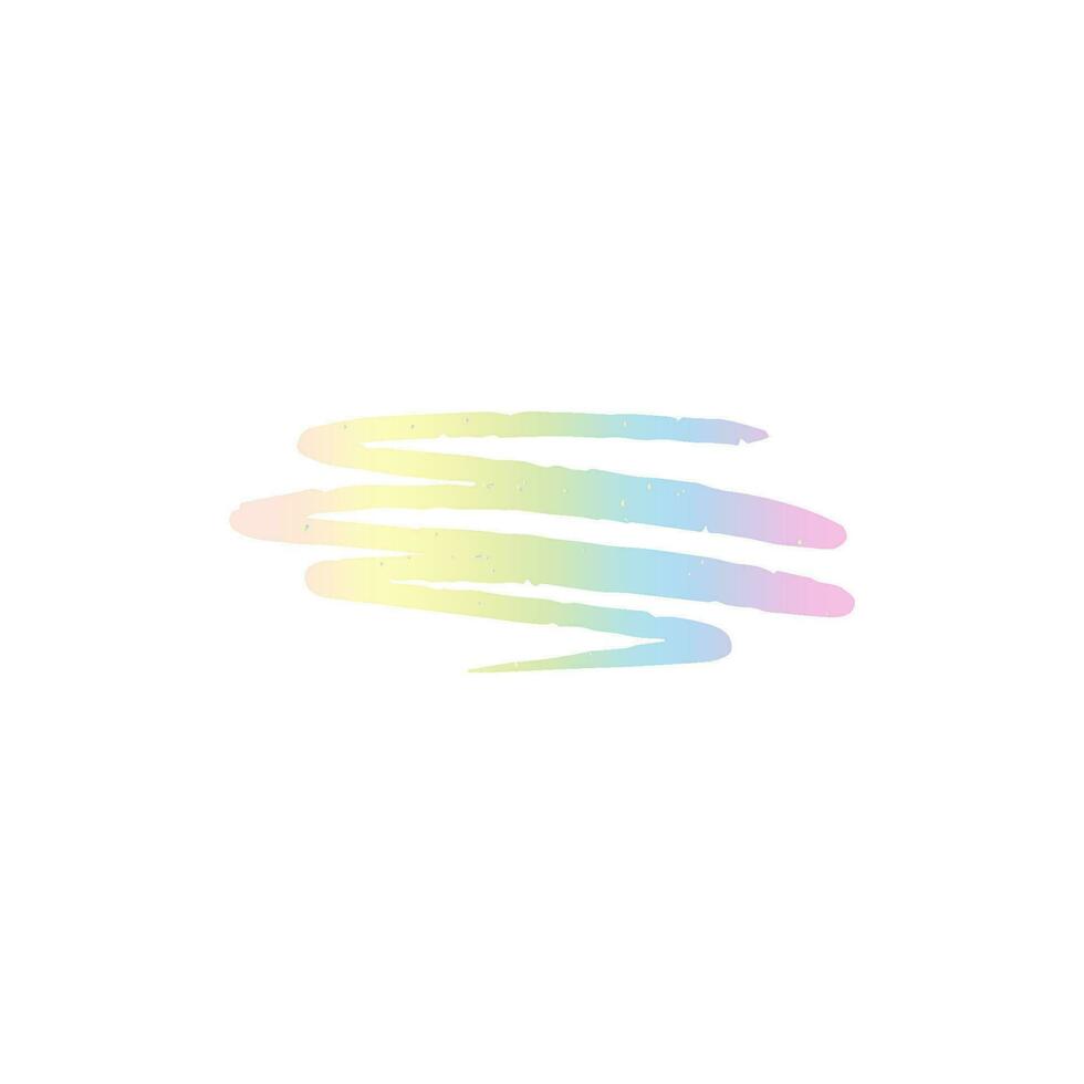 Holographic vector paint stroke isolated on white background. Rainbow gradient pencil stroke, highlighter stroke, beautiful rainbow element.