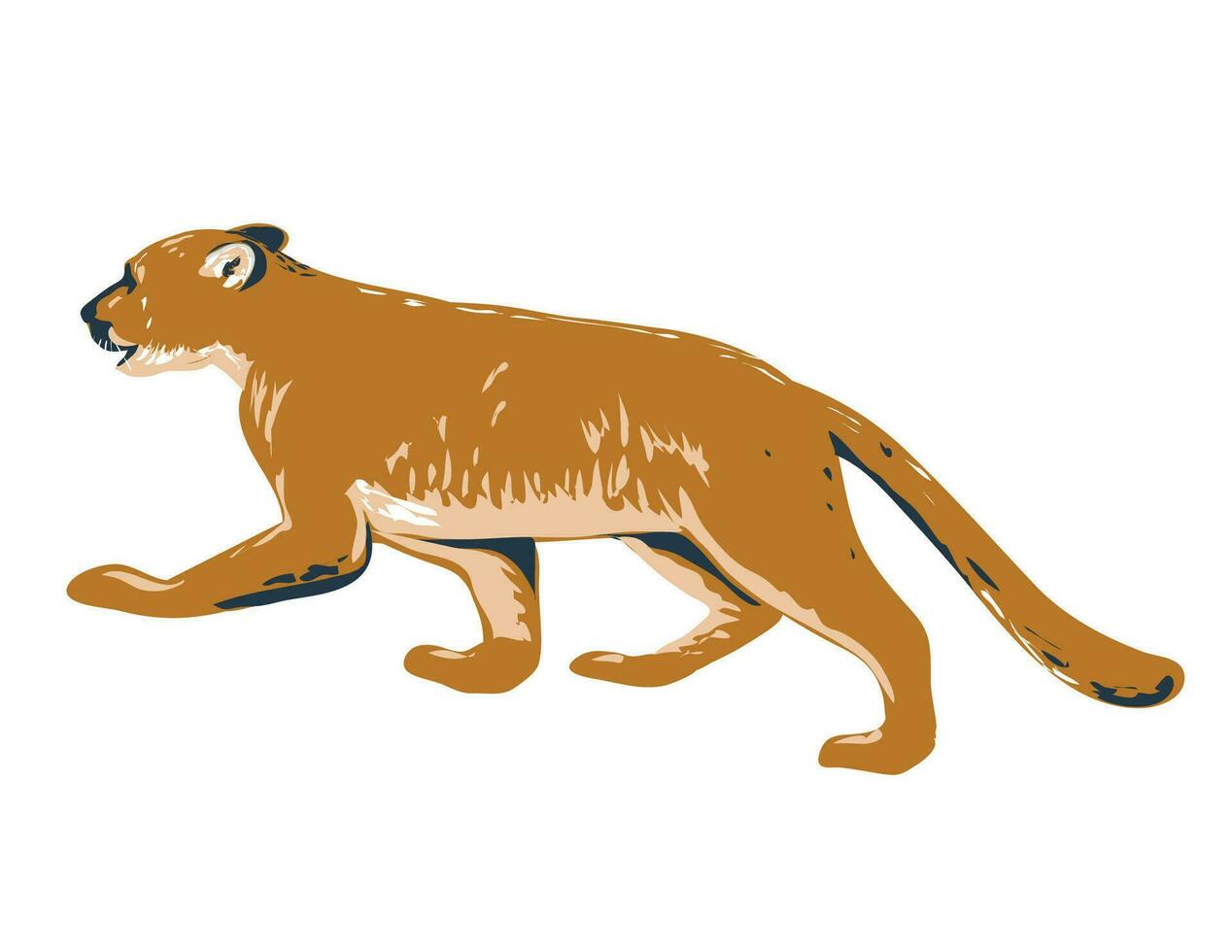 Cougar Prowling Side View WPA Poster Art vector