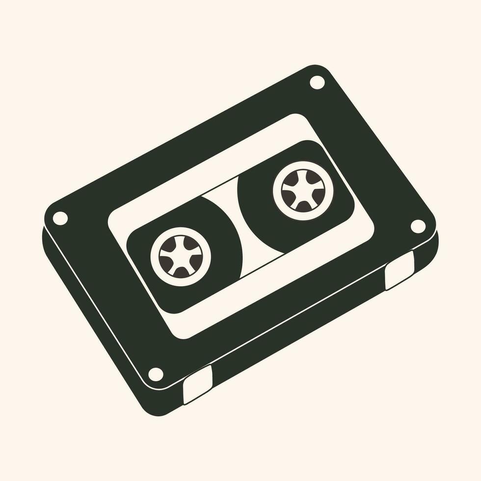 Black and white Retro, cassette isolated icon. Vector illustration design