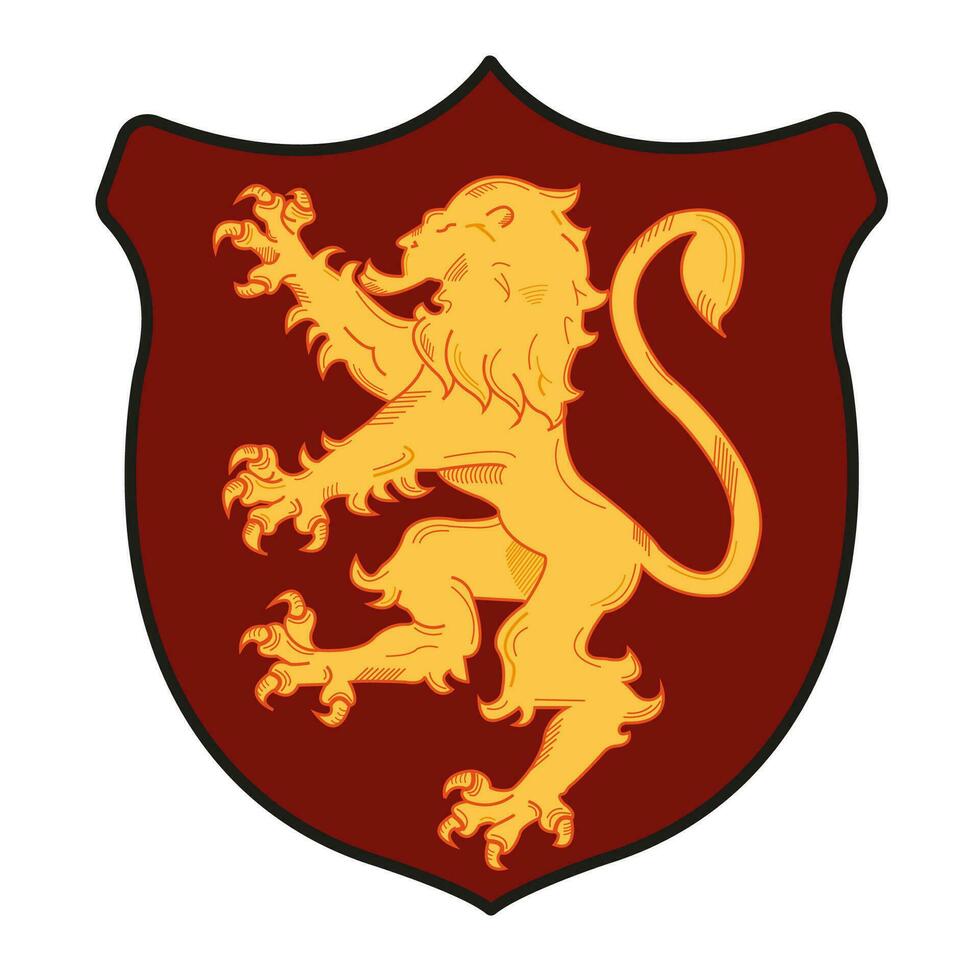 león vector emblema. Clásico diseño heráldico símbolos y elementos