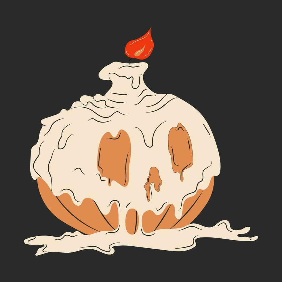 Halloween pumpkin with candle. Vector in cartoon style. All elements are isolated