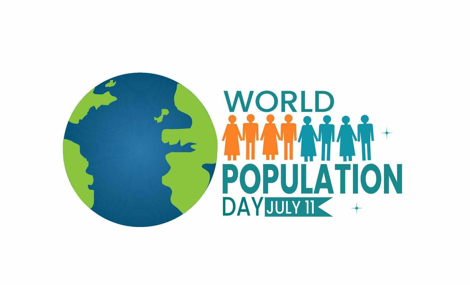 Vector design World Population Day. Flat Design.Falt ILustration. Vector